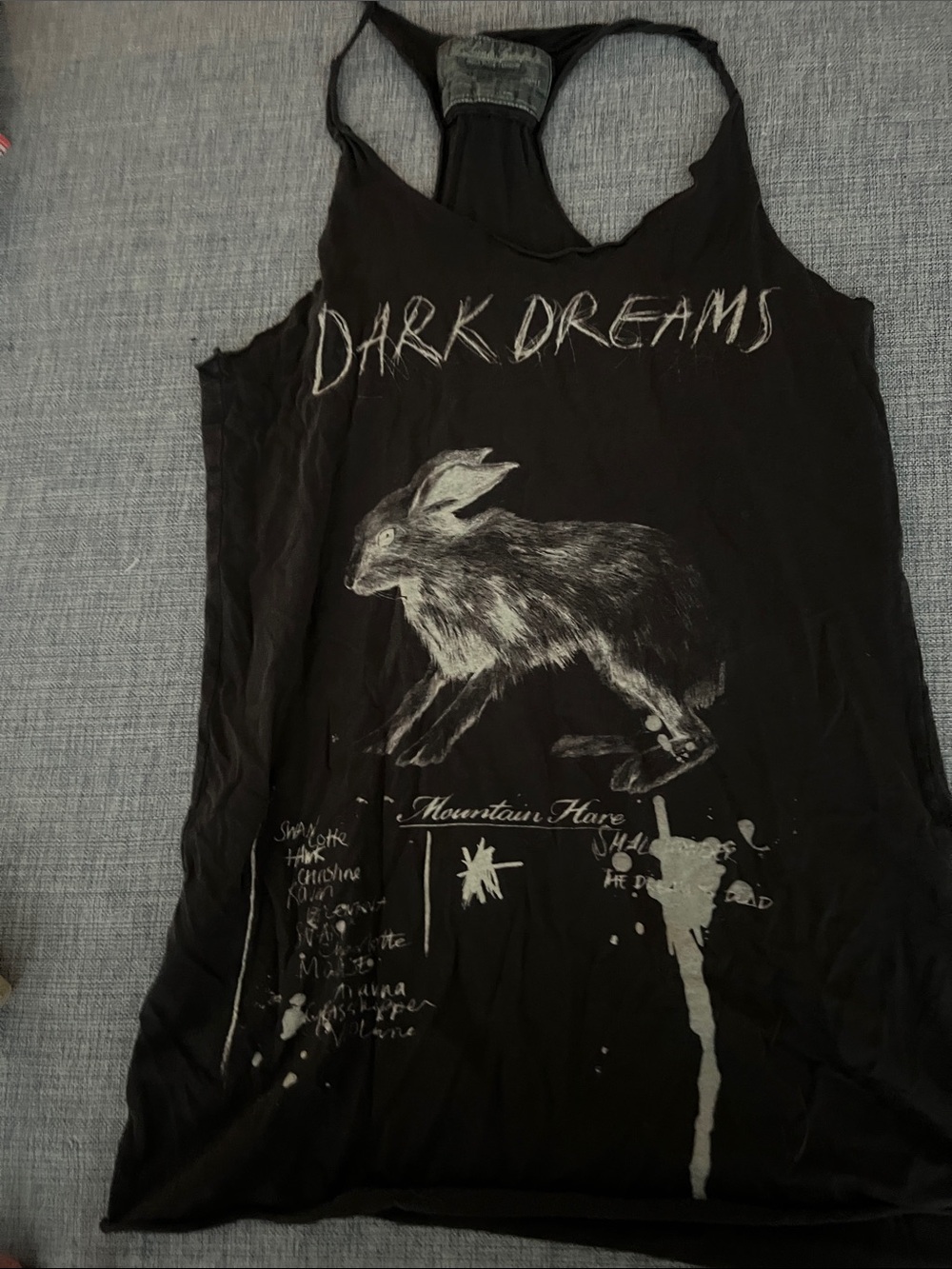 Dark Dreams Black Graphic Racerback Tank with Hare Print Allsaints